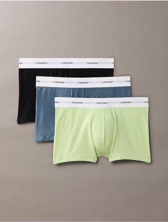 Calvin Klein Mens Cotton Modal Stretch 3-Pack Trunk - Green - XL