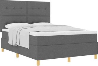 vidaXL Box Spring Bed with Mattress Dark grey 140 x 200 cm Fabric vidaXL