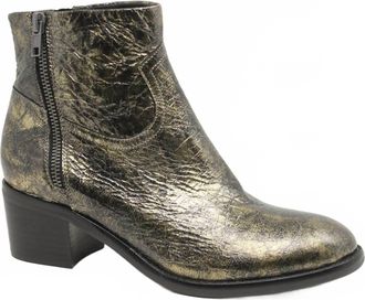 Django & Juliette Womens Rarla Ankle Boots In Black & Gold Distressed Leather