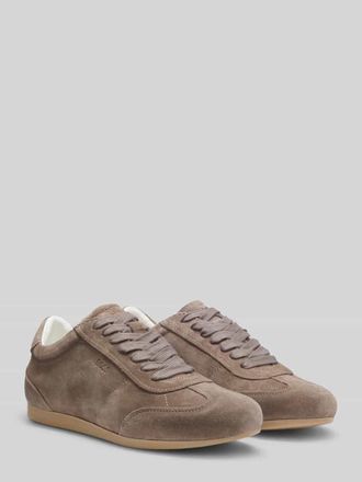HUGO BOSS Sneaker aus echtem Veloursleder mit Logo-Pr&auml;gung in Taupe, Gr&ouml;&szlig;e 36