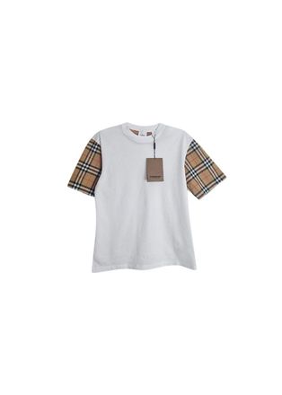 Burberry White cotton jersey & vintage check Carrick oversize T-shirt Size S
