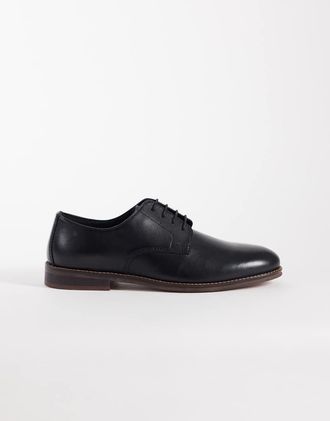 Asos Scarpe derby stringate con suola naturale in pelle nera-Nero