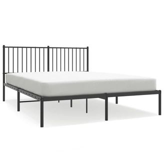 Berkfield Home Metal Bed Frame with Headboard Black 160x200 cm