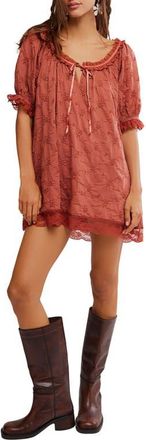 Free People Juno Embroidered Baby Doll Minidress in Canyon Sunset at Nordstrom, Size Large