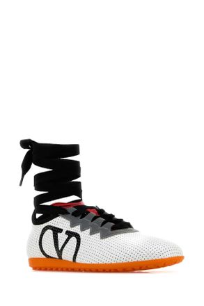 Valentino Garavani Womens White Nappa Leather Chromathon Sneakers Biancogrigioneromattpumpkin