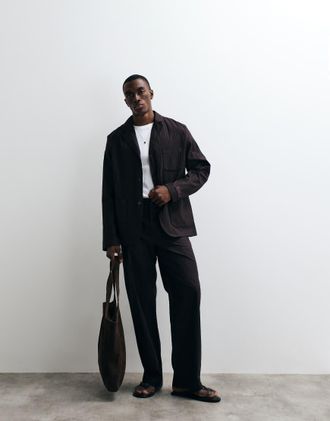 Lacoste Blazer pliss&eacute; marrone in coordinato