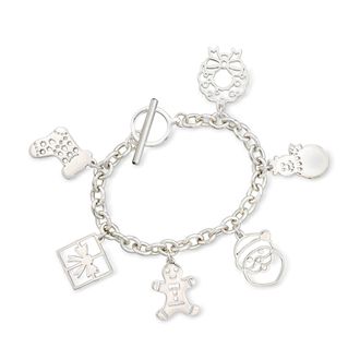 Ross-Simons Sterling Silver Christmas Charm Bracelet
