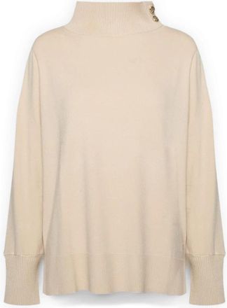 Elena Miro Viscose Cardigan met Knopen - Dames - Coltruien - Beige - M - Polyester - Truien & Vesten