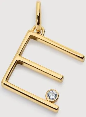 Monica Vinader Gold Solitaire Diamond Initial E Pendant Lab Grown Diamond