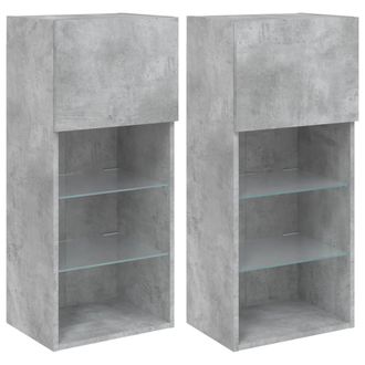 vidaXL Vidaxl - Muebles De Tv Con Luces Led 2 Uds Gris Hormig&oacute;n 40,5x30x90 Cm