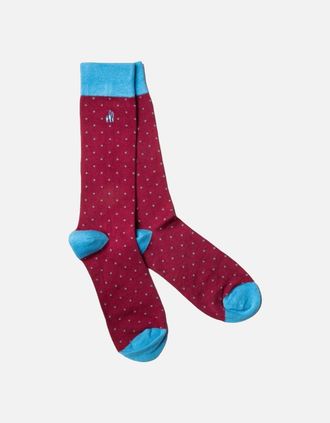 Swole Panda Mens Swole Panda Bamboo Socks Burgundy Spot - Red - Size: 7/7.5/8/8.5/9/9.5/10/10.5/11