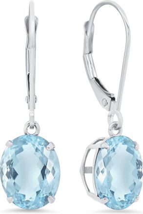 MAX + STONE 14k Yellow or White Gold 8x10mm Oval Gemstone Dangle Earrings with Leverbacks