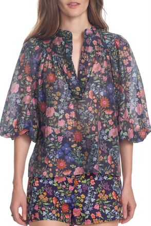 Corey Lynn Calter Corrine Top In Floral Navy
