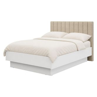 Dmora Cama Doble Byron, Tama&ntilde;o Colch&oacute;n 160x200 Cm, Cabecera Tapizada, Acolchada, Blanca