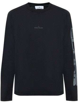 Stone Island T-shirt met logoprint - Zwart