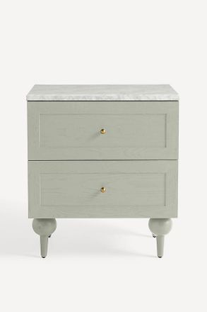 Anthropologie Fern Marble Top Two-Drawer Nightstand
