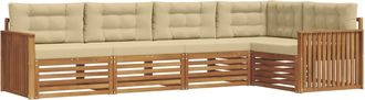 vidaXL Conjunto De Sof&aacute;s De Exterior 5 Uds. Natural Y Beige Vidaxl