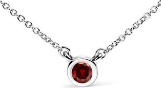 House of Brilliance 14K White Gold 1/2 Cttw Red Lab Grown Diamond Bezel-Set Solitaire Pendant Necklace at Nordstrom