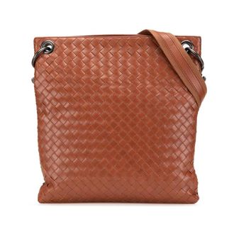 Bottega Veneta Pre-owned Cross Body Bags, female, Brown, Size: ONE SIZE Pre-owned Intrecciato Leather Crossbody
