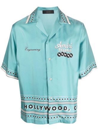 Amiri Camicia Records con stampa - Blu