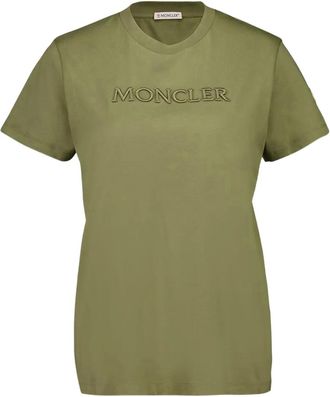 Moncler T-shirt con logo ricamato - Verde
