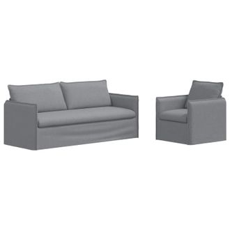 vidaXL Juego De Sof&aacute; 2 Uds. Gris Claro Tela Vidaxl