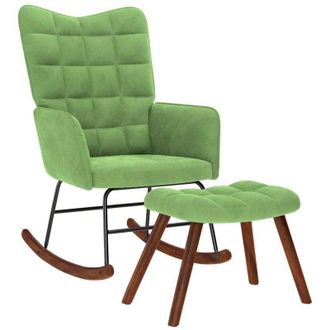 vidaXL Mecedora Con Taburete De Terciopelo Verde Claro Vidaxl