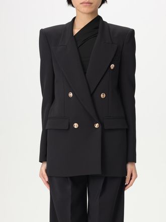 スーツ ELISABETTA FRANCHI LINEN BLEND DOUBLE-BREASTED JACKET Elisabetta Franchi Blazers, female, Black, Size: XS Black