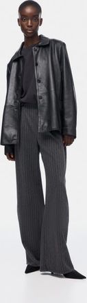 H&M Wide Trousers in Dark Gray Melange/pinstriped at Nordstrom, Size Xx-Large