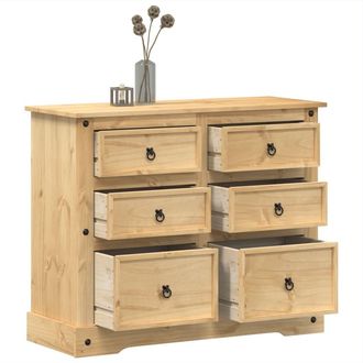 vidaXL C&oacute;moda Cajonera Corona Madera Maciza De Pino 110x43x91 Cm Vidaxl