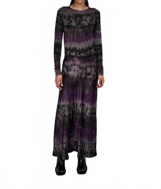 Rabens Saloner Arizona Long A-Line Skirt In Purple Combo
