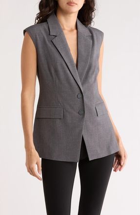 Leith Sleeveless Blazer Vest in Grey Charcoal Heather at Nordstrom Rack, Size X-Large