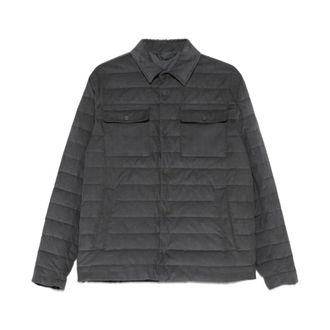 Herno Grijze Gewatteerde Jas Knoopsluiting - Heren - Winterjassen - Grijs - 2XL - Jassen