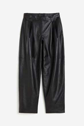 H&M Lederhose in Relaxed Fit - Schwarz