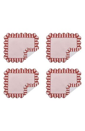 Misette Set of 4 Scalloped Linen Placemats in Red at Nordstrom