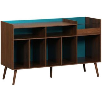 Sweeek Vintage XL bicolor vinyl furniture with wood decor and colored background 130cm blue - Nepal