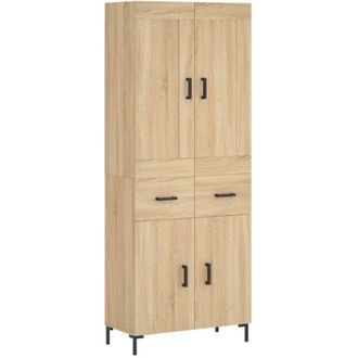 vidaXL Vidaxl - Aparador Alto Madera Contrachapada Color Roble 69,5x34x180 Cm
