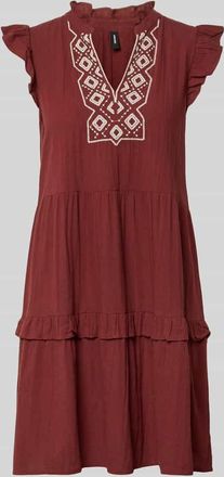 Vero Moda Figurumspielendes Freizeitkleid aus reiner Baumwolle Modell Dichte in Bordeaux Melange, Gr&ouml;&szlig;e XL