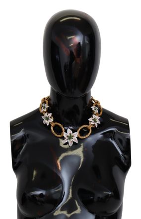 Dolce & Gabbana Gouden ketting dames Lelie bloemen Choker verklaring sieraden ketting