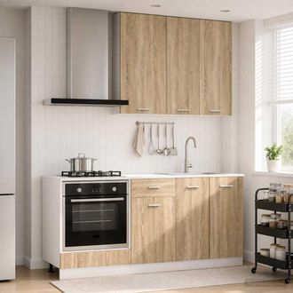 vidaXL Vidaxl Unit&agrave; Cucina Lyon 5 Pz Rovere Sonoma Legno Ingegnerizzato