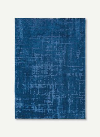 Louis De Poortere Dise&ntilde;o Baobab - Alfombra Estructura Efecto Terciopelo - Hecha En B&eacute;lgica - Acabado A Mano - Antideslizante Natural - 100% Poli&eacute;ster - Azul Su&aacute;rez - Re