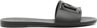 Dolce & Gabbana logo-embossed cut-out slides - women - Rubber/Rubber/Rubber - 36 - Black