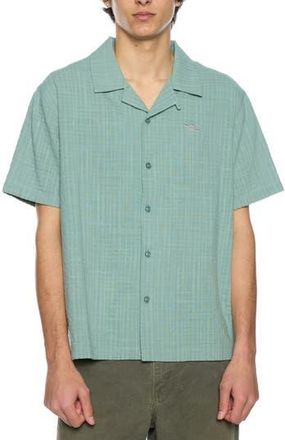 Round Two Slub Crosshatch Camp Shirt in Green at Nordstrom Rack, Size Xx-Large