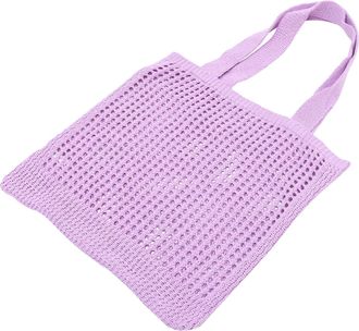 Supvox Knitted Shoulder Tote Bag for Women, Hand-Knitted Crochet Sling Bag with Hollow Pattern, Violet Casual Tote Handbag for Everyday Use and Travel