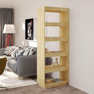 Berkfield Home Book Cabinet/Room Divider 60x35x167 cm Solid Pinewood in Brown | Size: 60 x 35 x 167 cm