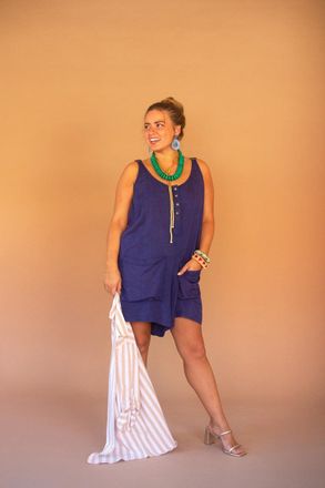 Kalalou Adjustable-Strap Short Jumber With Front Pockets