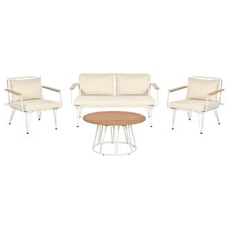 Beliani Beliani - Conjunto De Jard&iacute;n 4 Plazas De Metal Beige Claro Blanco Madera Clara Montesilvano