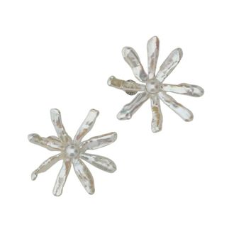 Simone Rocha Earrings, female, White, ONE SIZE, Pearl Earrings With Blossom Flowers
