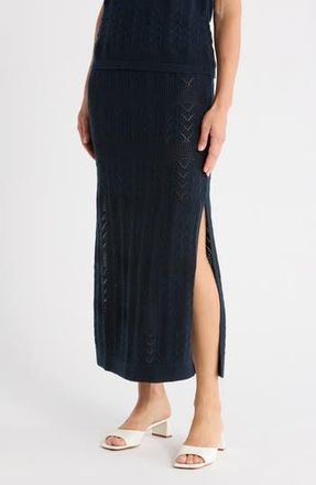Splendid Pointelle Stitch Cotton Maxi Skirt in Navy Blue at Nordstrom Rack, Size X-Large
