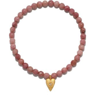 Satya Jewelry Comforted by Love Rhodonite Heart Bracelet in Pink at Nordstrom